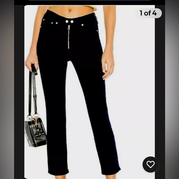 Pristine Rag & Bone Velvet Dojo Pant Flare Black Pants Exposed Zipper 25 MOD 60 - Picture 1 of 4